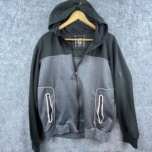 Fried Denim Hoodie‎ Mens Large Grey Black Full Zip Athleisure Casual